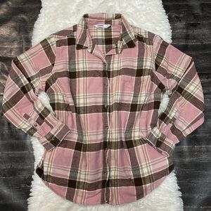 SONOMA PLUS SIZE PINK BROWN PLAID BUTTON UP LONG SLEEVE GRANOLA OUTDOOR COUNTRY